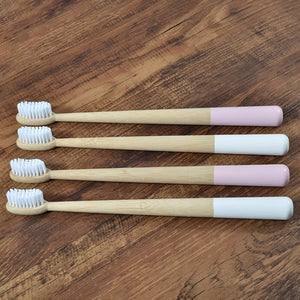 4 White And Pink Color Mixing Ecopify Bamboo Toothbrush