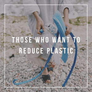  Person pickup plastic on the beach with text "Those Who Want To Reduce Plastic"